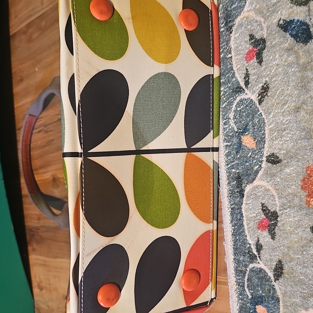 Orla Kiely Multicolor Stem Print Tote - White, Green, Yellow, Orange, Red, Black - Picture 6 of 6